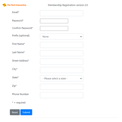 Screenshot of tablet entry page
